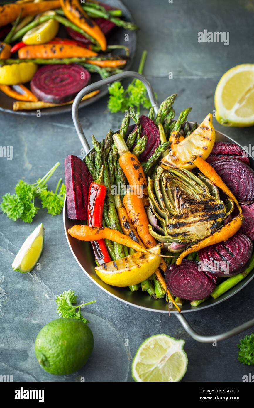 Healthy roasted vegetables in the cooking pan Stock Photo Alamy