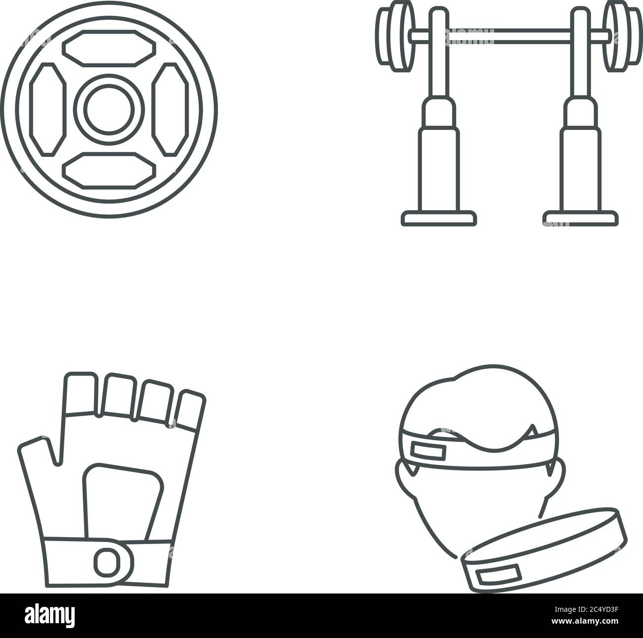 Weightlifting linear icons set Stock Vector