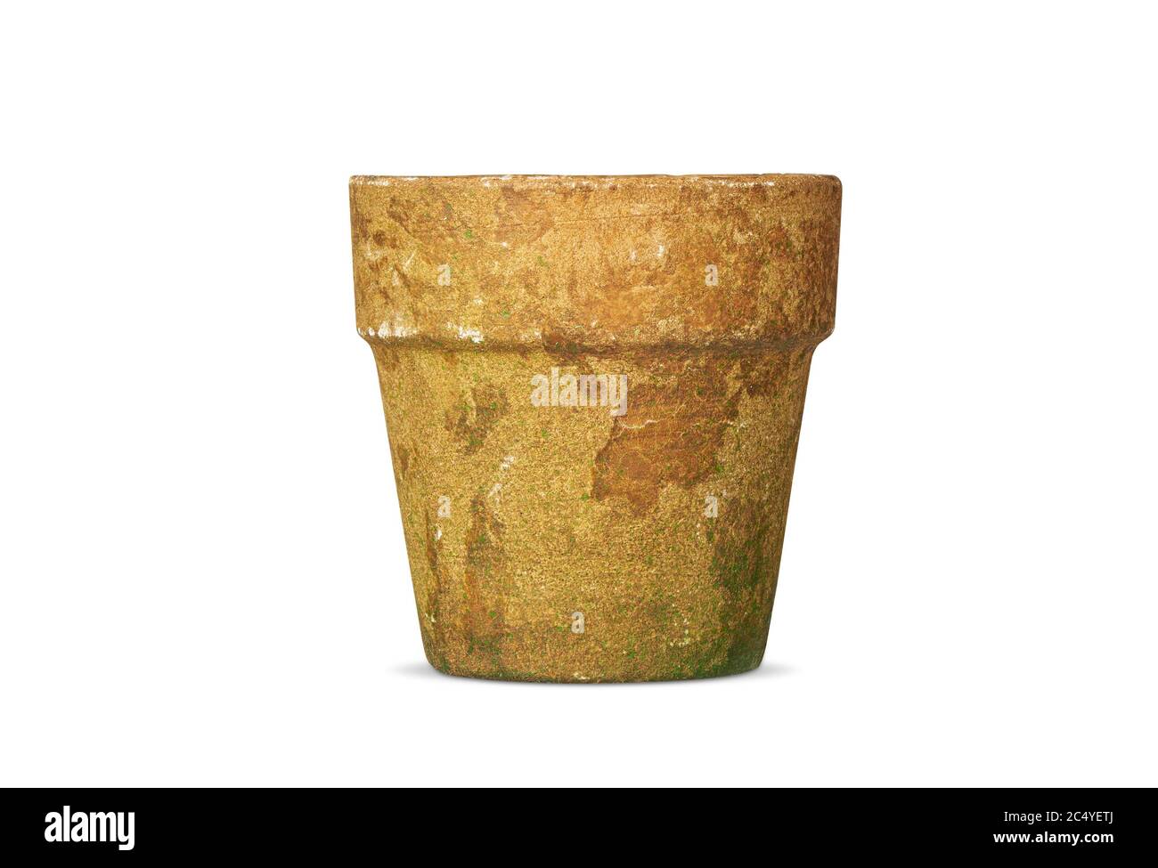 Old clay pot isolated on white background with clipping path Stock Photo
