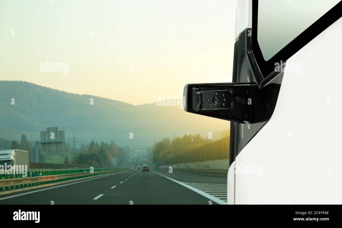 Truck rear view camera. All-round visibility Stock Photo