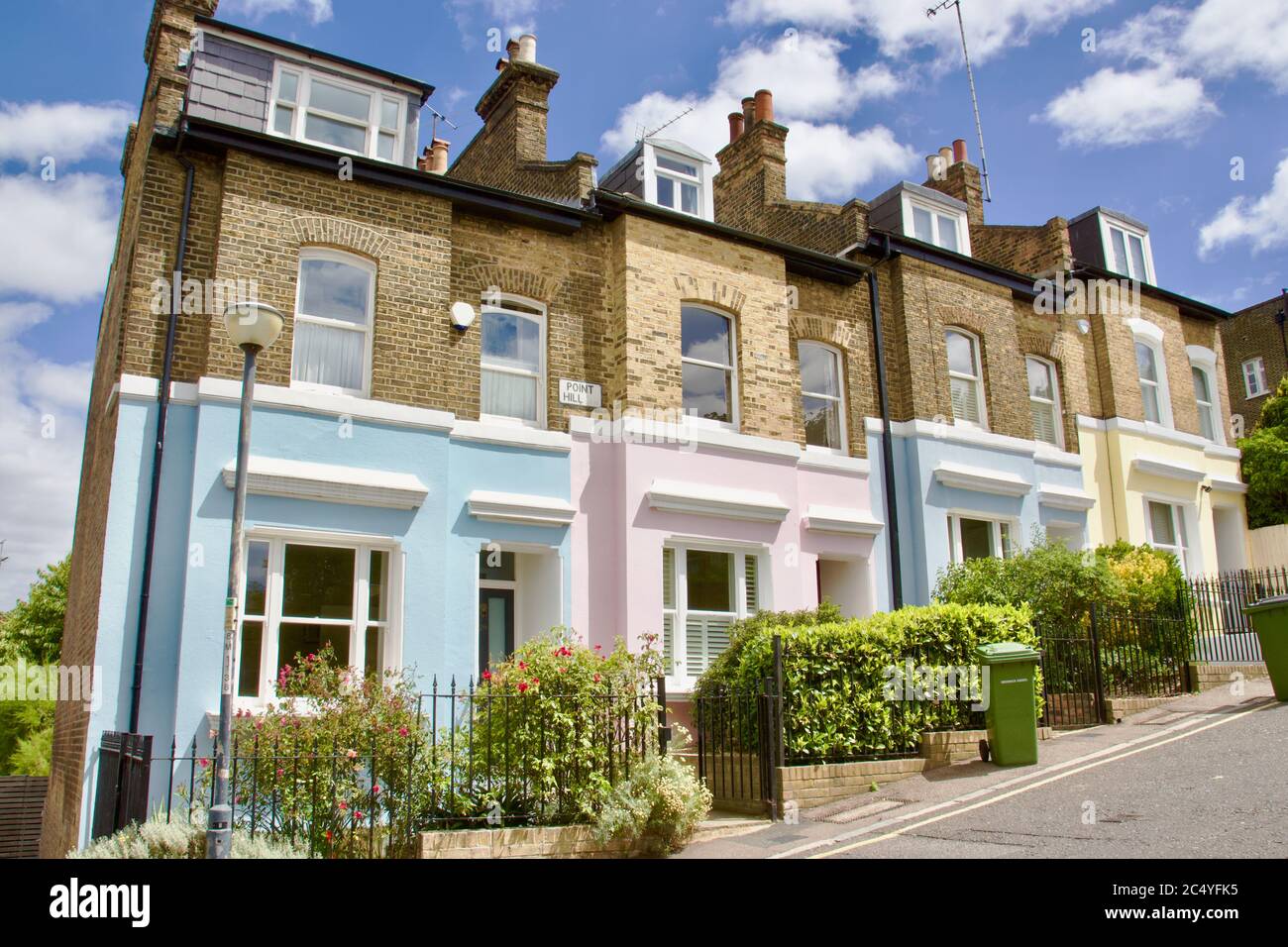 Pastel houses on Point Hill in Greenwich, London Stock Photo
