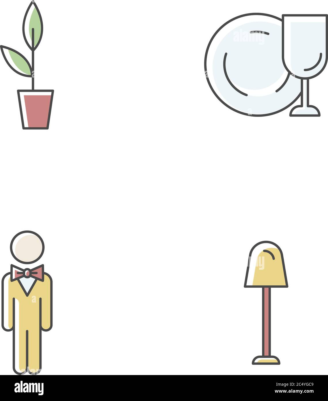 Restaurant RGB color icons set Stock Vector