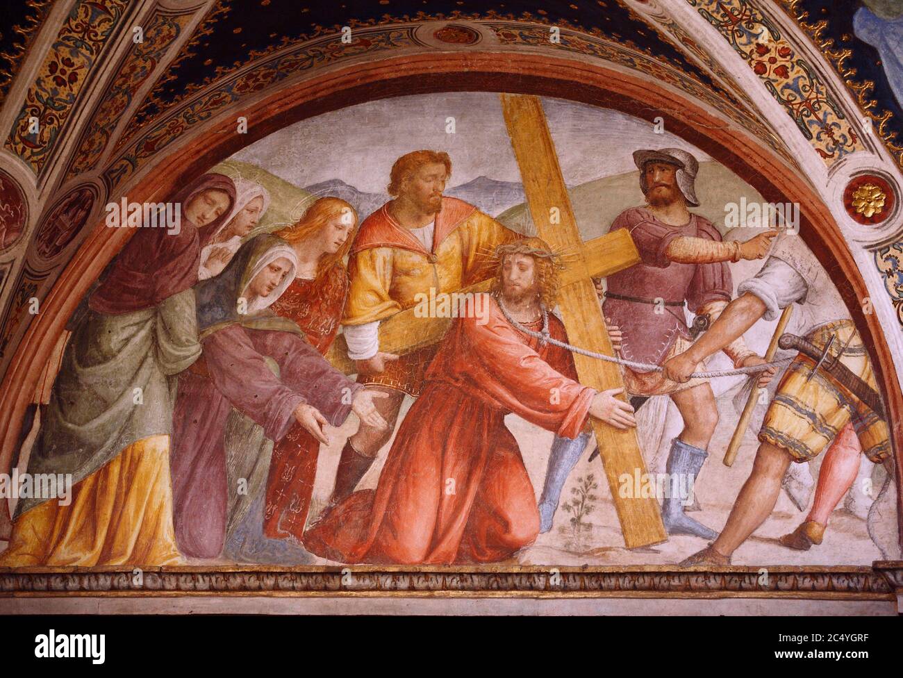 Italy Lombardy Milan - Church of San Maurizio al Monastero maggiore  -  cloistered nuns' hall - Jesus carries the cross Stock Photo