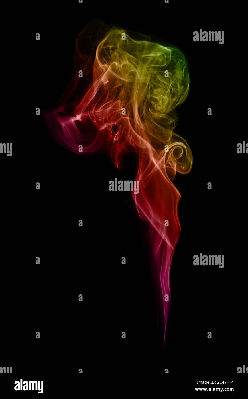 Abstract Art Colorful Smoke on a black background Stock Photo - Alamy