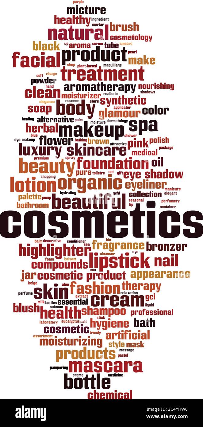 Cosmetics word cloud concept. Collage made of words about cosmetics