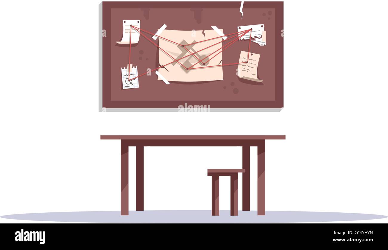 Evidence board semi flat RGB color vector illustration Stock Vector ...