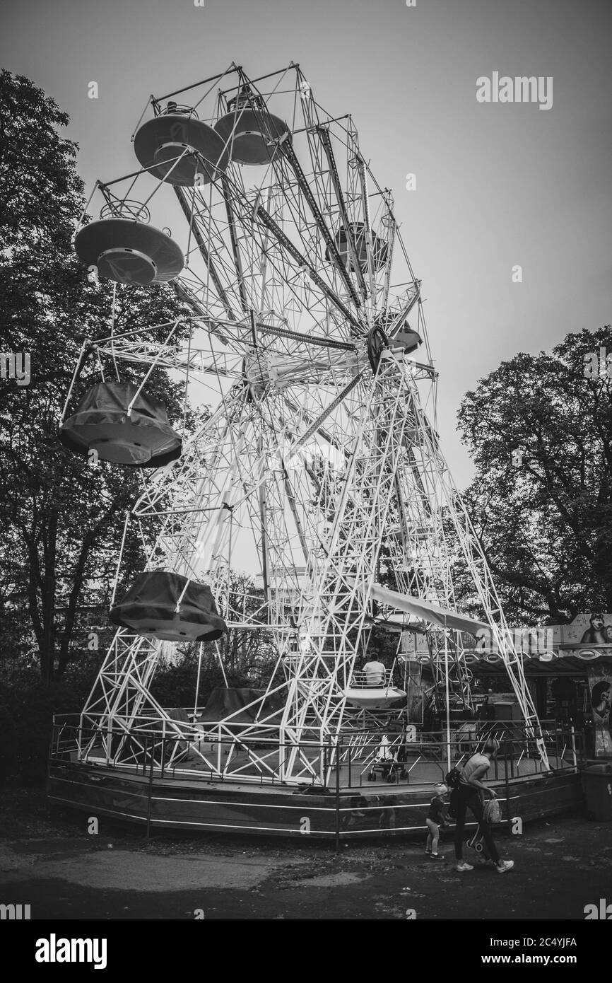 Ferris wheel in park. Amusement ride type. Belgrade. Serbia Stock Photo ...