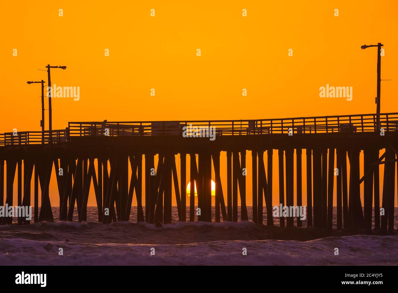 Sunset Pismo Beach Pier California Stock Photo