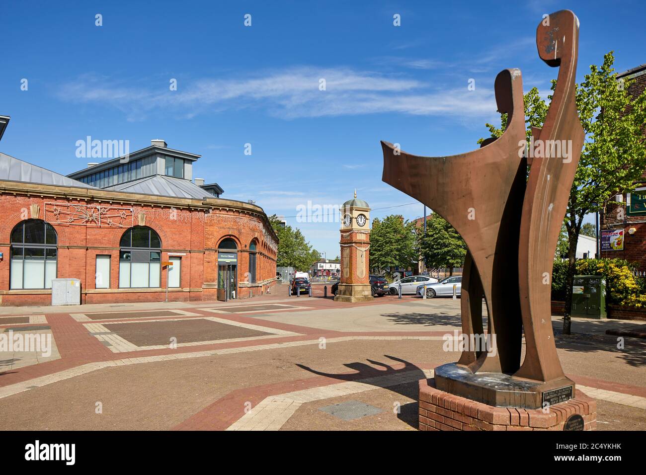 AshtonunderLyne town centre in tameside Gtr Manchester clock tower