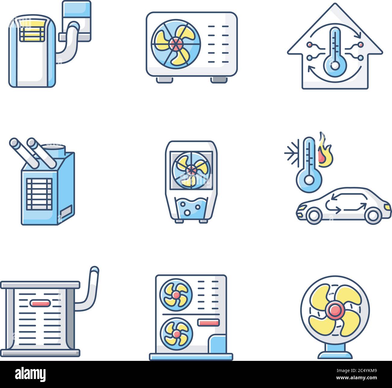 Air cooling and heating RGB color icons set Stock Vector Image & Art ...