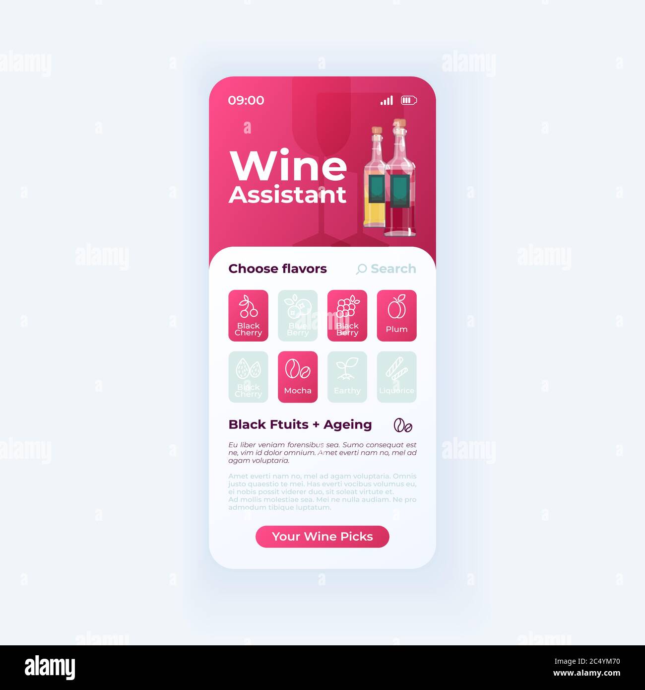 Wine assistant smartphone interface vector template Stock Vector Image ...