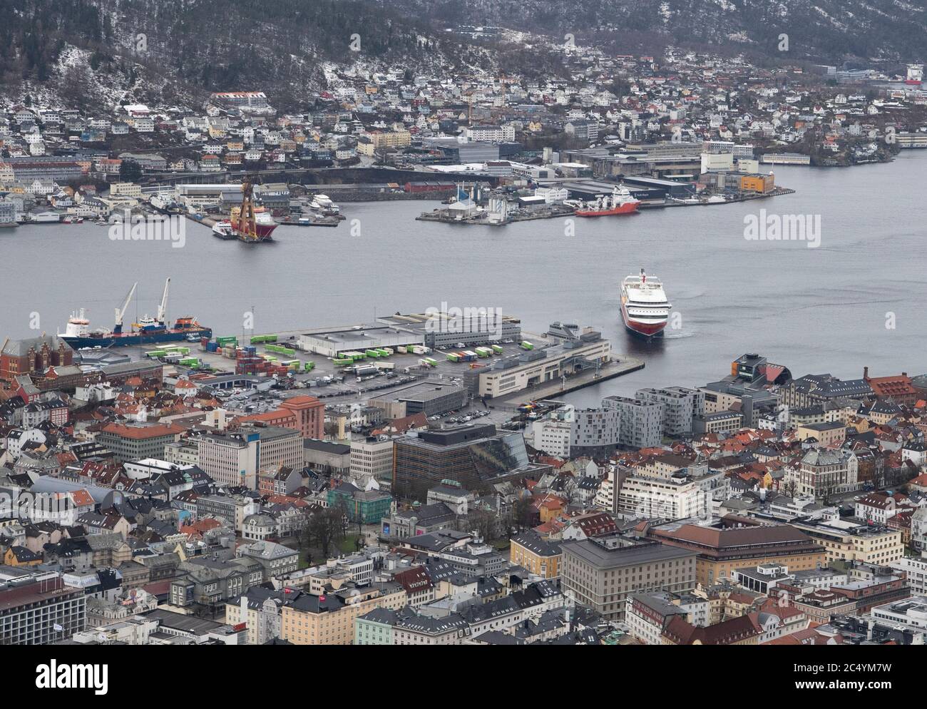 Bergen, Bryggen / Norway - February 12th 2020: A General Aerial View Of ...