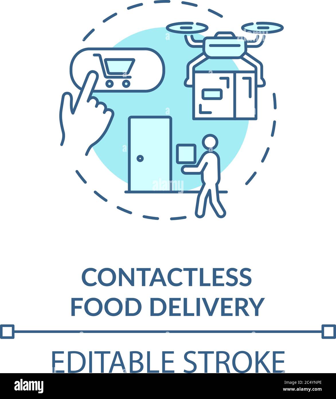 Contactless food and drinks delivery concept icon Stock Vector Image ...