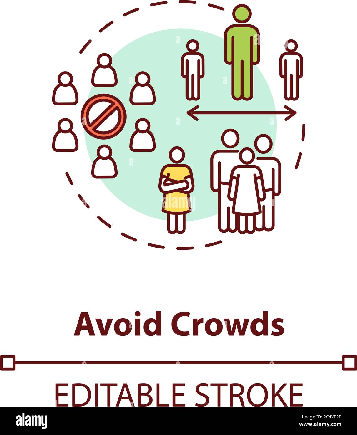 Avoid crowds concept icon Stock Vector