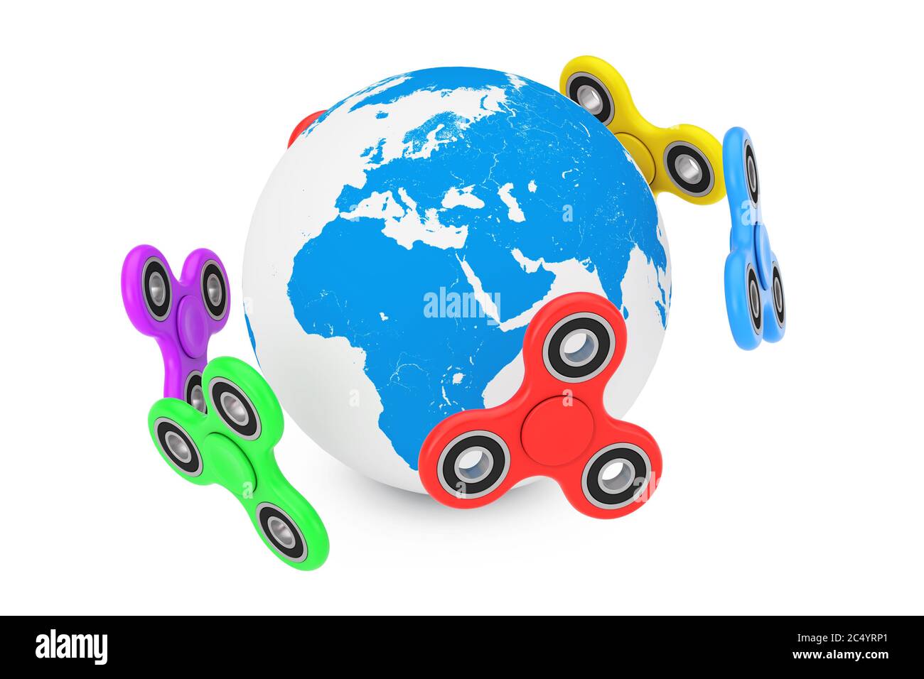 Milticolour Fidget Finger Spinners Antistress Toy around Earth Globe on