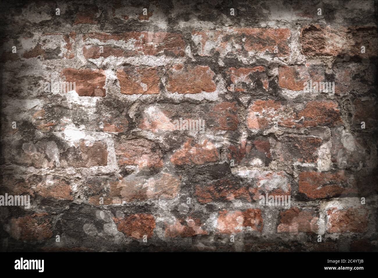 Aged and weathered old brick wall texture in a vintage retro design ...