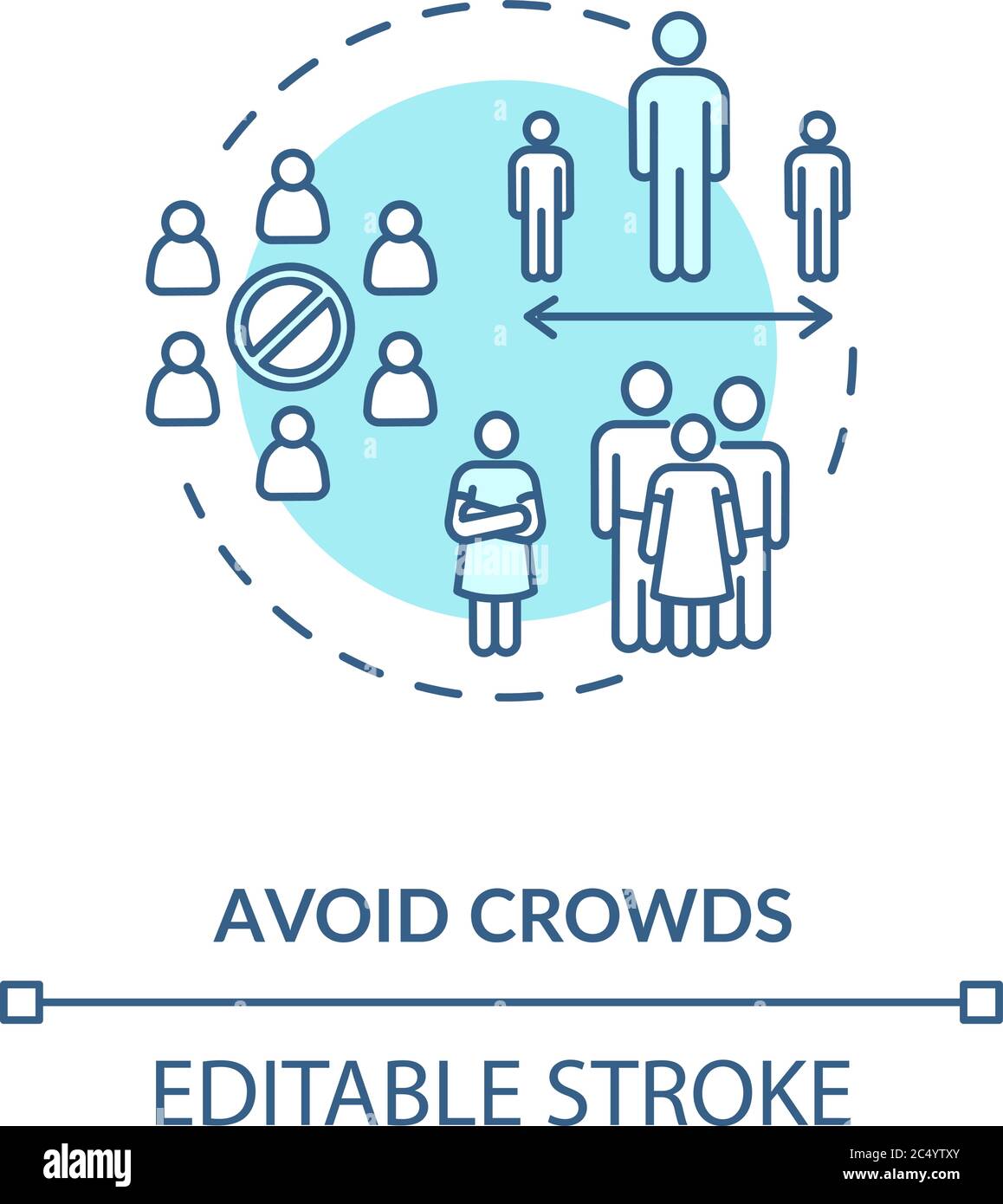 Avoid crowds concept icon Stock Vector