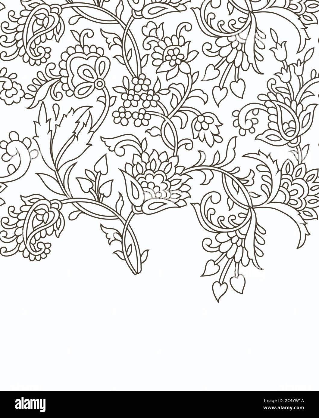 Traditional Indian Paisley Pattern on outline Stock Vector Image & Art ...