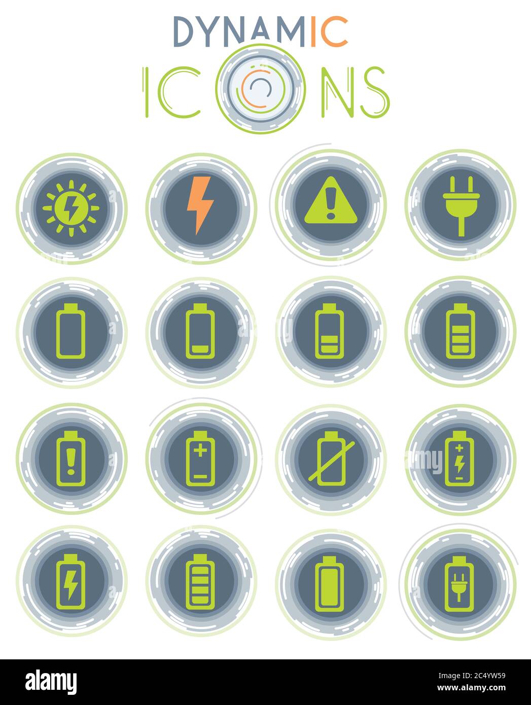 battery dynamic icons Stock Vector