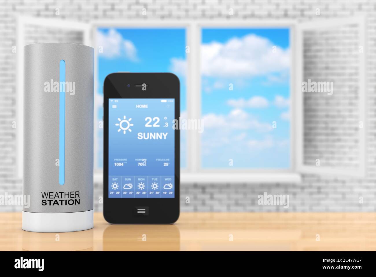 Modern Digital Wireless Home Weather Station with Mobile Phone with ...