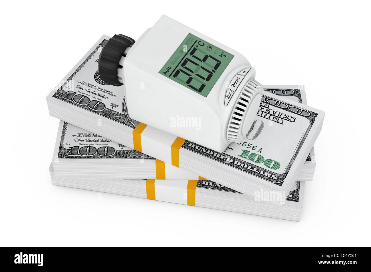 Energy Saving Concept. Digital Wireless Radiator Thermostatic Valve