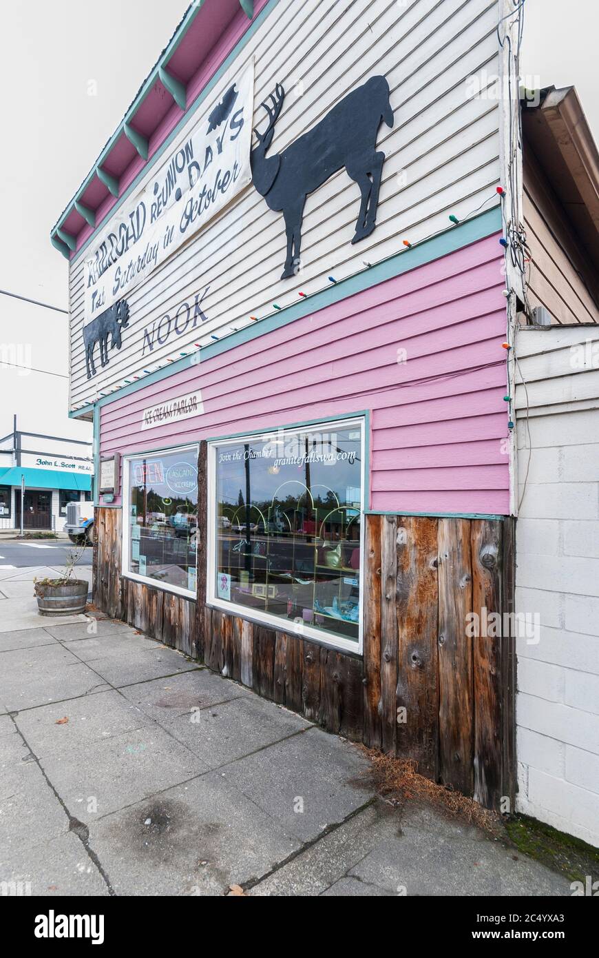 Old ice cream parlor in Granite Falls, Washington. It is now Cobalt