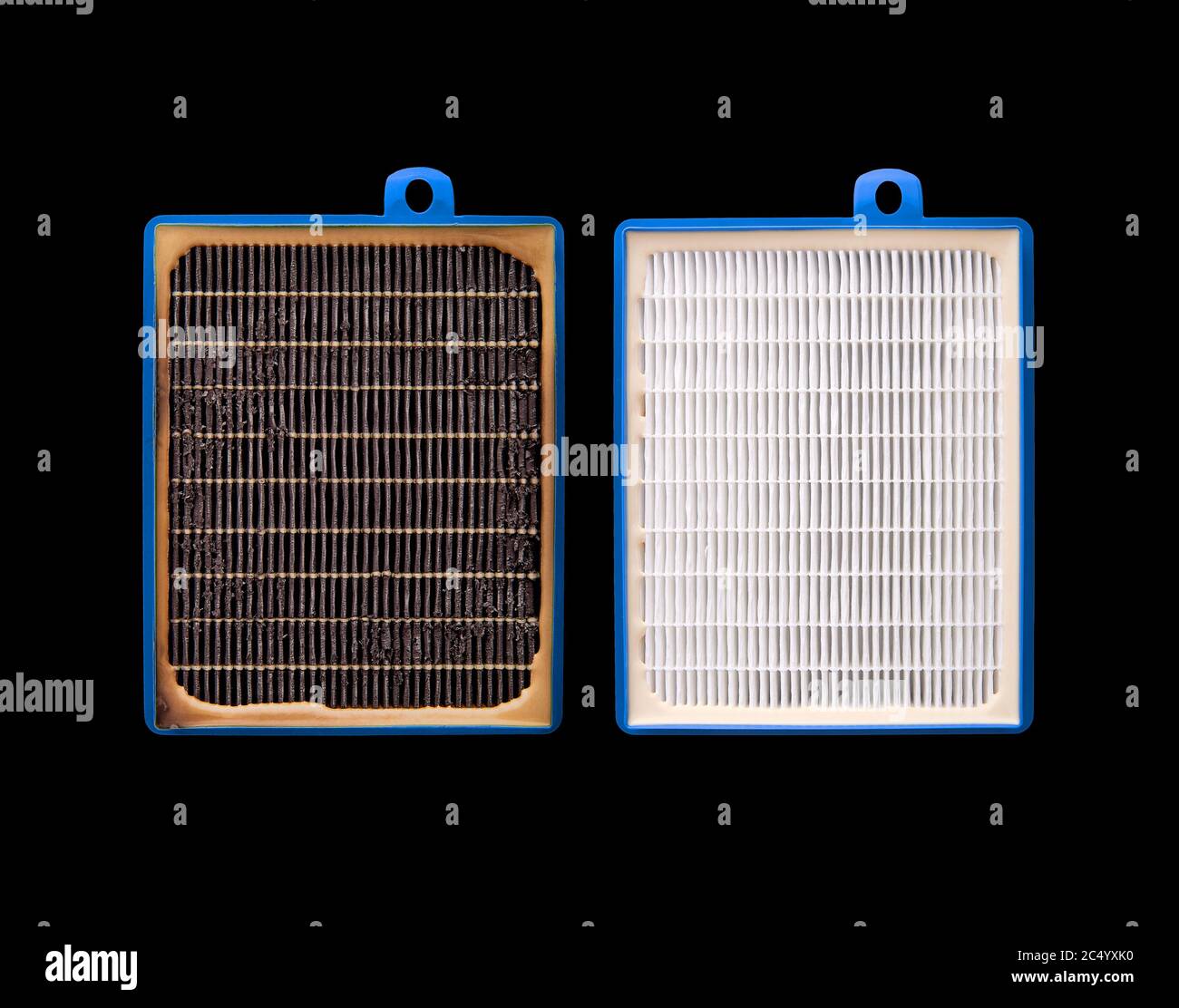 High efficiency air filter for HVAC system. Isolated on black