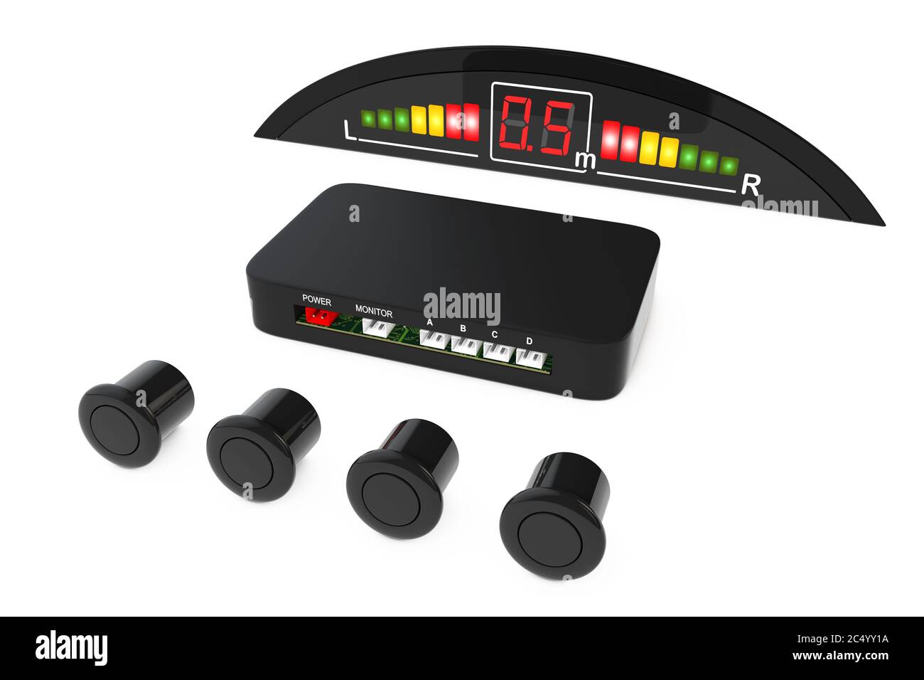 Parktronic Car System Kit on a white background. 3d Rendering Stock
