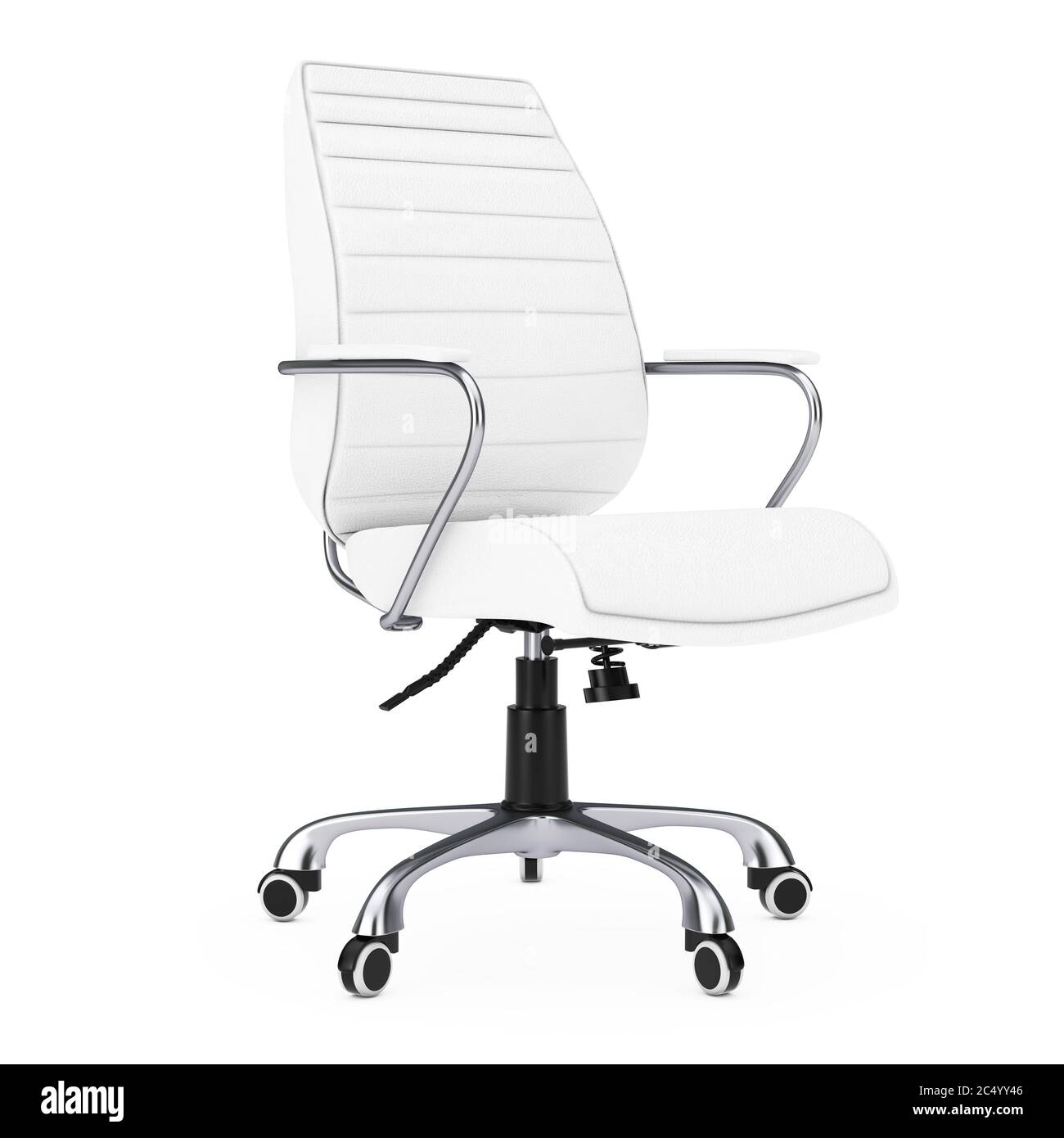 White Leather Boss Office Chair on a white background. 3d Rendering