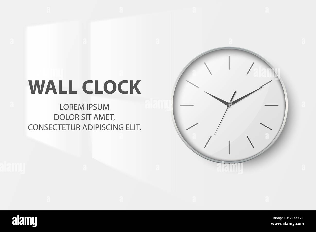 Vector 3d Realistic Simple Round Silver Wall Office Clock with White ...