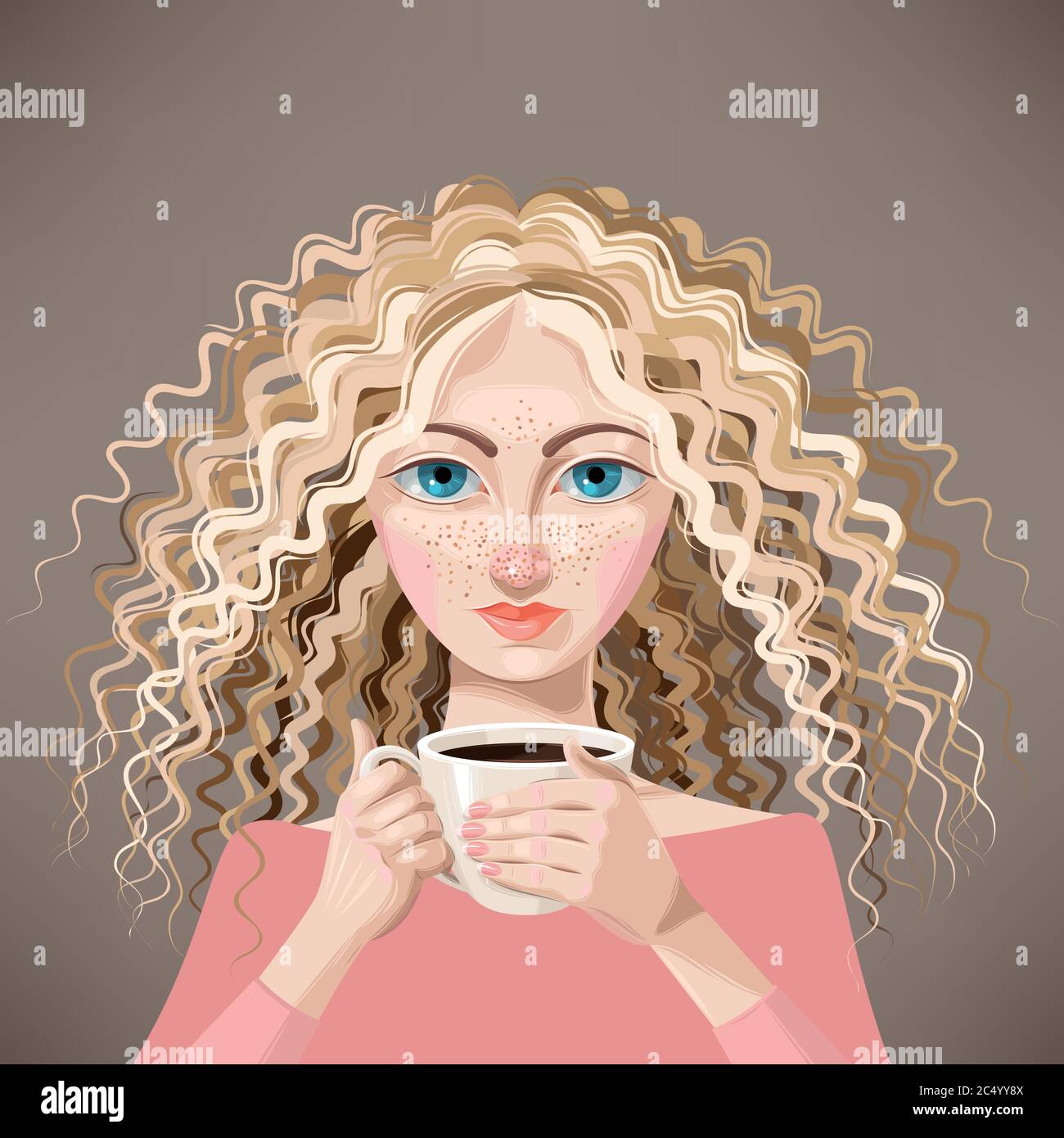 Blonde girl with coffee Stock Vector