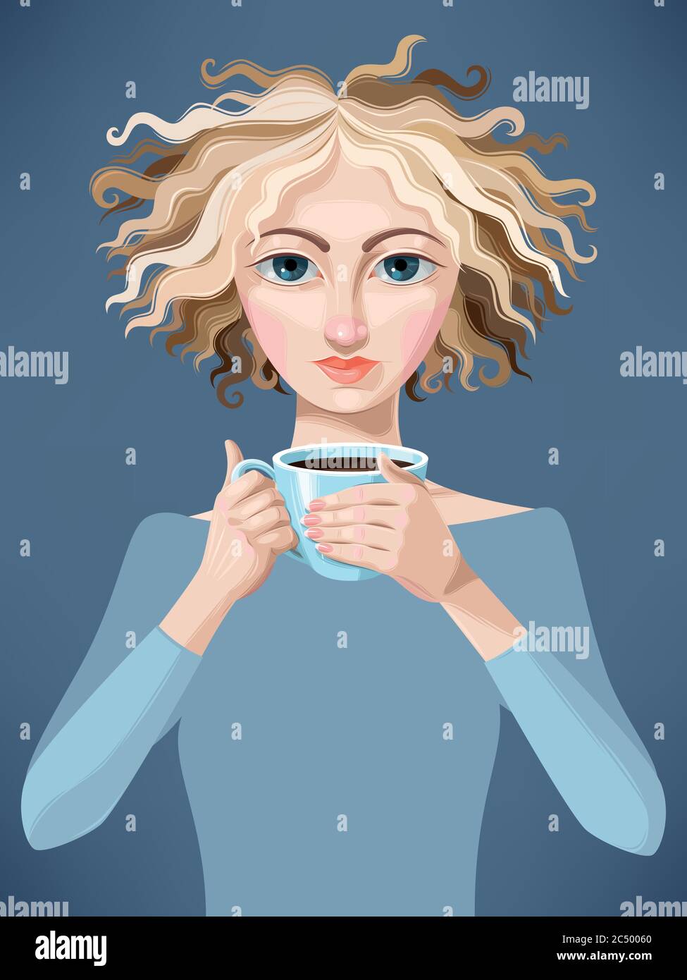 Ginger girl with coffee Stock Vector