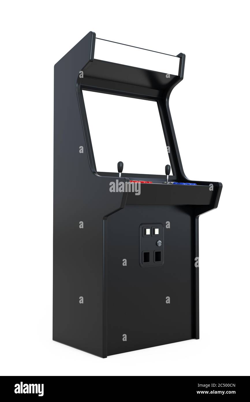 Gaming Arcade Machine With Blank Screen For Your Design On A White Background 3d Rendering Stock Photo Alamy