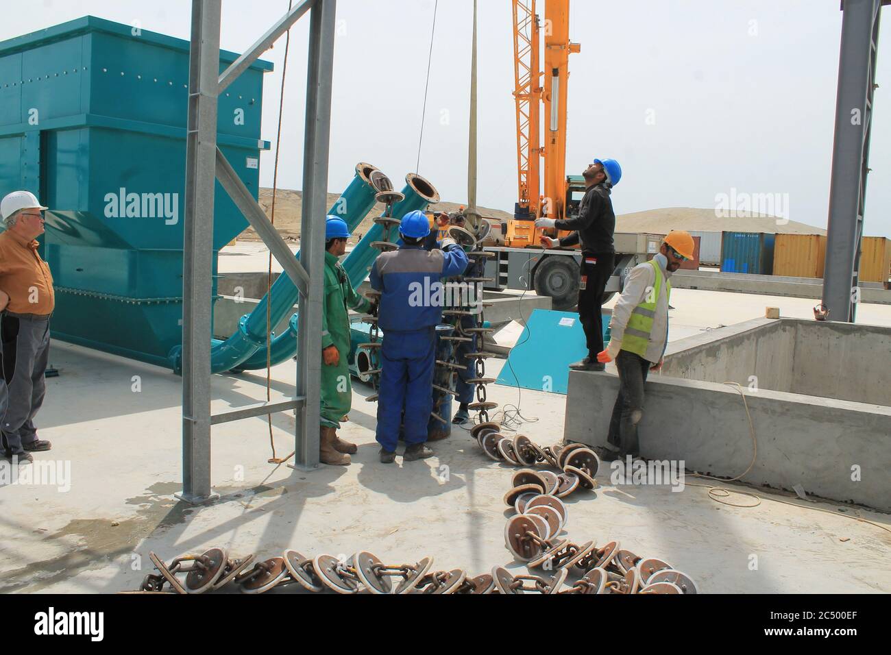 Oil pipes in a petrochemical plant during the production of oil and gas Stock Photo