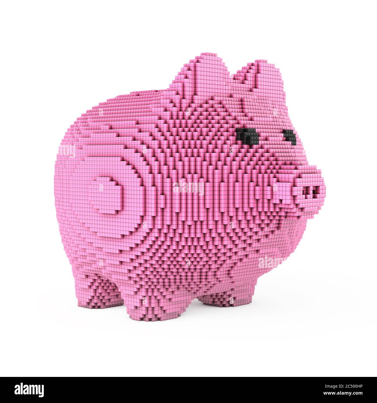 Piggy Bank in Pixel Art Style on a white background. 3d Rendering Stock ...