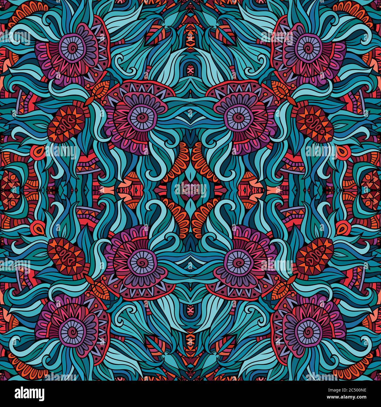 Abstract vector decorative ethnic floral seamless pattern Stock Vector ...