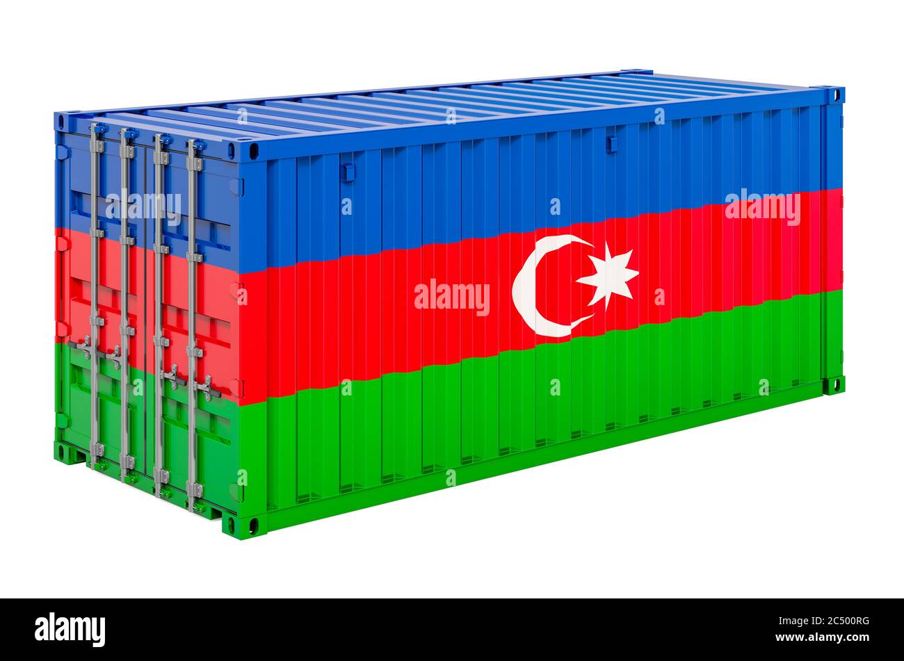 Cargo container with Azerbaijani flag, 3D rendering isolated on white ...