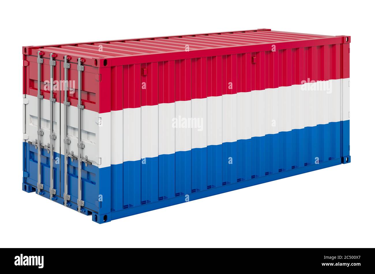 Cargo container with the Netherlands flag, 3D rendering isolated on ...