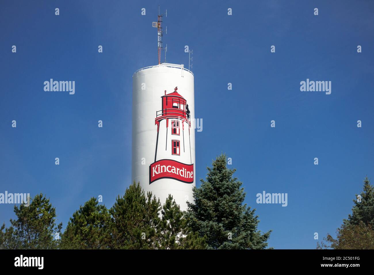 The Municipal Water Tower In Kincardine Ontario Canada Painted With