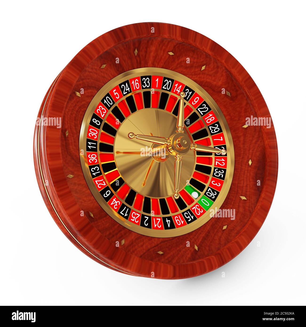 Casino Roulette Wheel on a white background. 3d Rendering Stock Photo