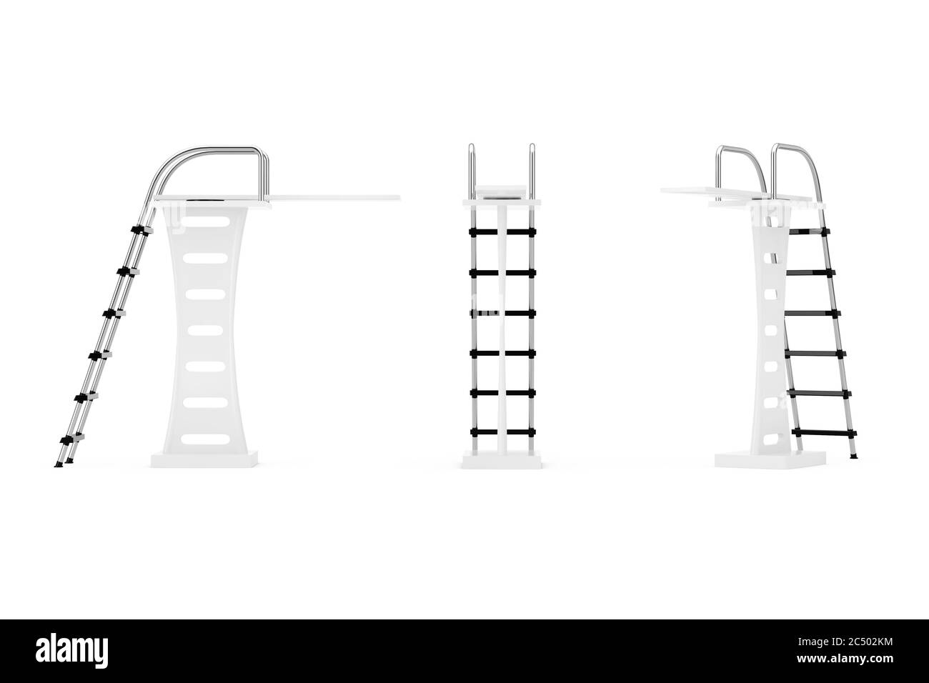Swimming Pool Jump Board on a white background. 3d Rendering Stock
