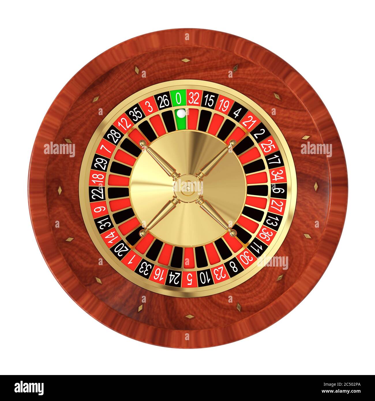 Casino Roulette Wheel on a white background. 3d Rendering Stock Photo