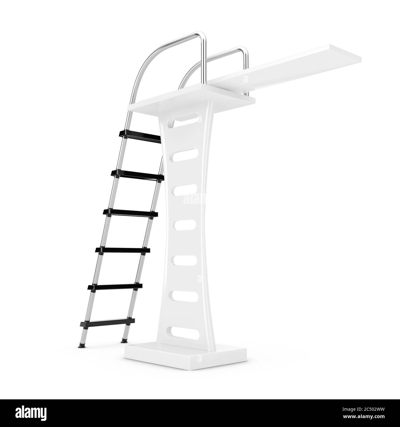 Swimming Pool Jump Board on a white background. 3d Rendering Stock