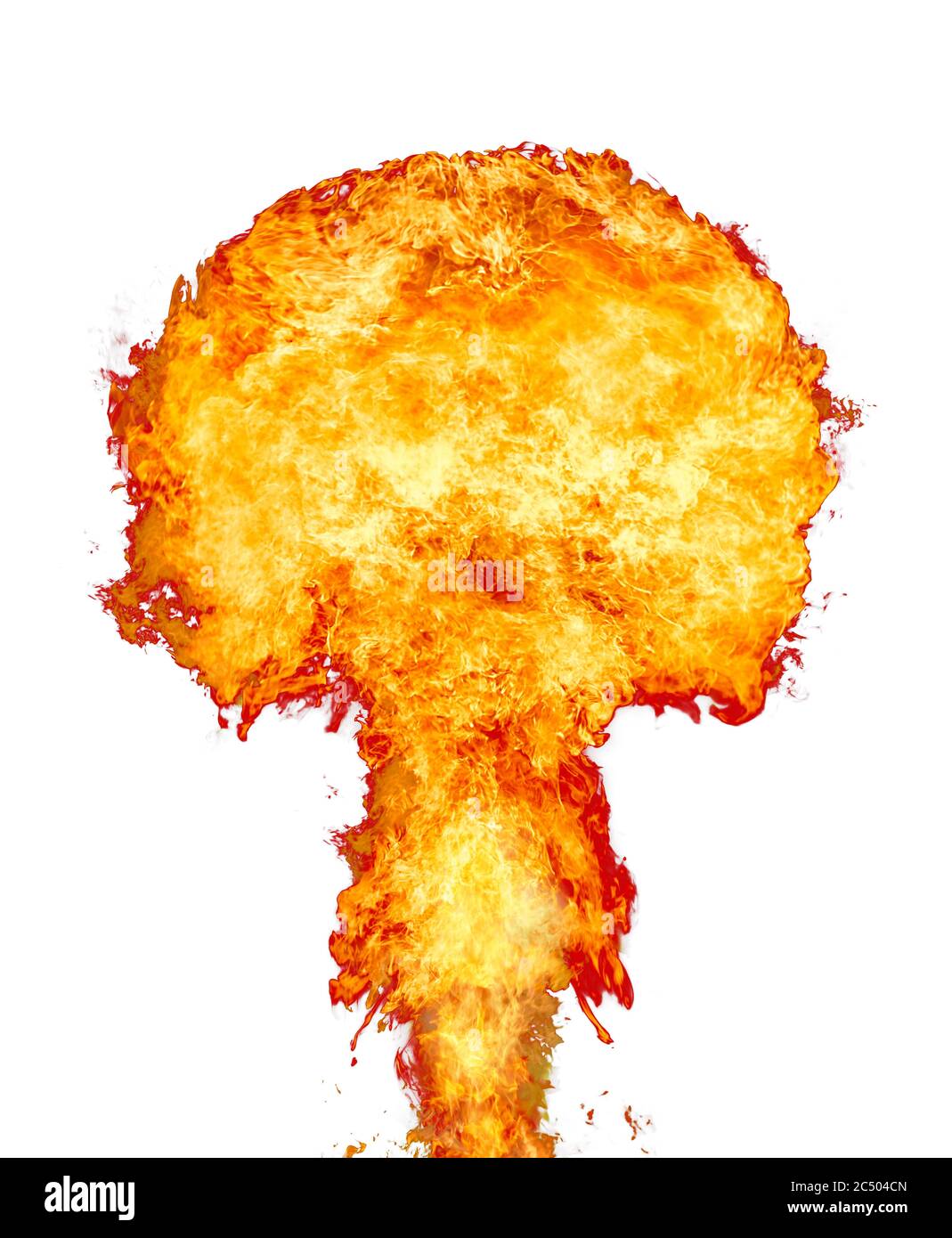 Explosion - fire mushroom. Mushroom cloud fireball from an explosion. Nuclear explosion. Symbol of environmental protection and the dangers of nuclear Stock Photo