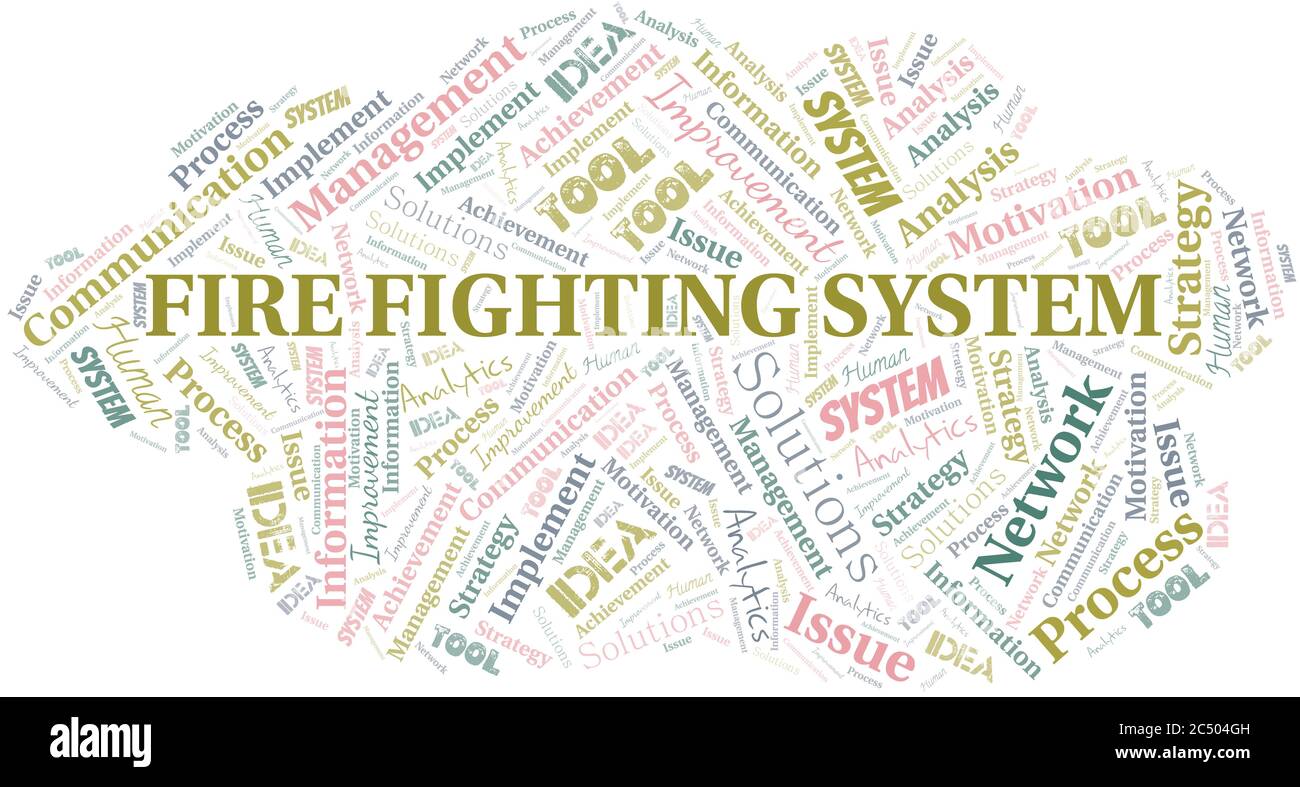 Fire Fighting System typography vector word cloud. Wordcloud collage made with the text only