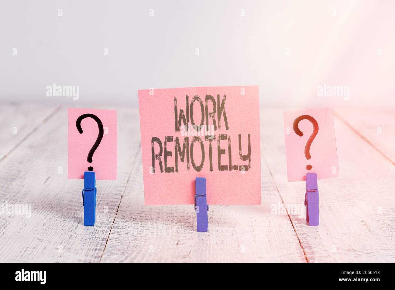 Employee Working Remote Sign Text sign showing Work Remotely. Business photo showcasing fresh ...