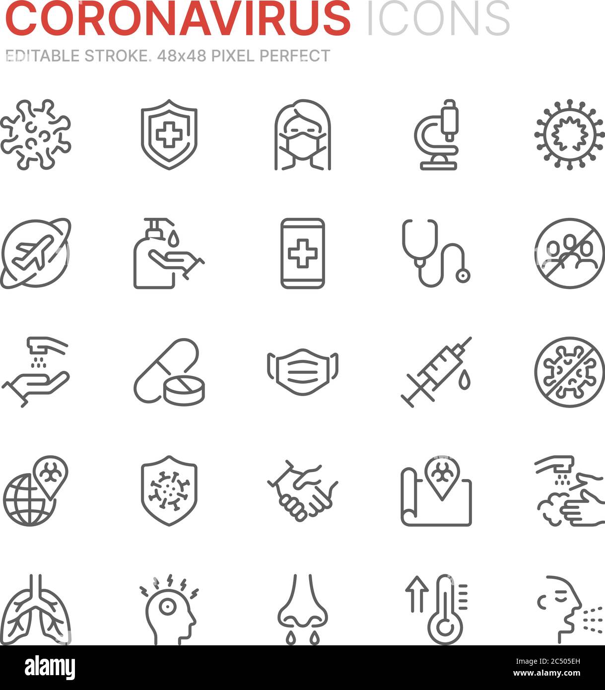 Collection of coronavirus related outline icons Stock Vector Image ...
