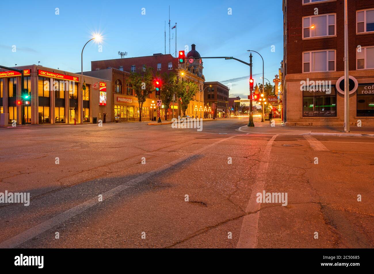 Moose Jaw, Saskatchewan, Canada June 23, 2020 Evening view of Main