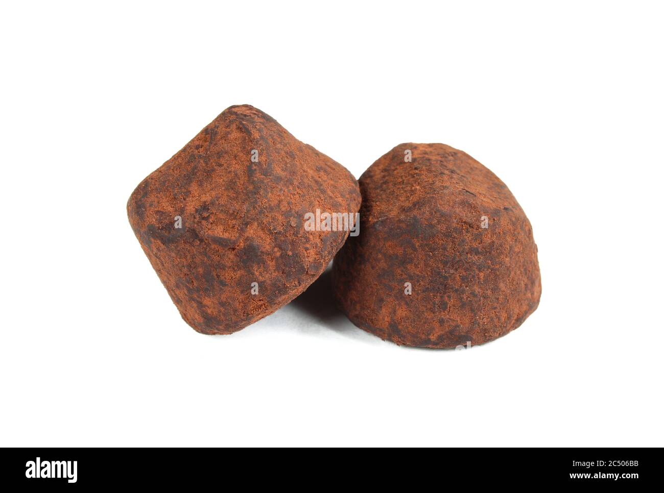 Belgian cocoa dusted chocolate truffles. Classic dessert isolated on