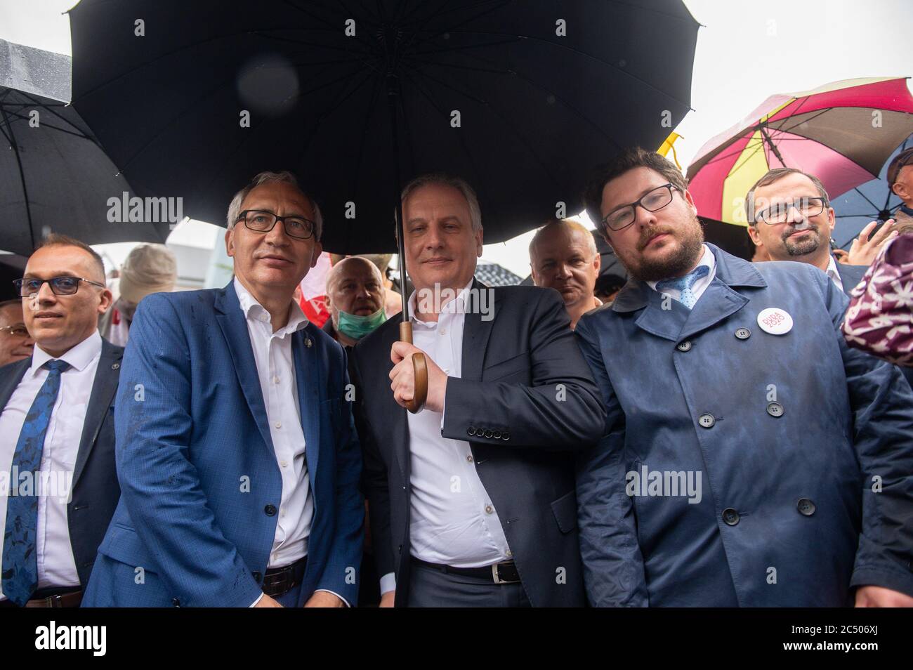 Kazimierz Smolinski L And Dariusz Drelich C Are Seen During A Support Rally Of Andrzej Duda Current President Of Poland And Presidential Candidate In Elections Andrzej Duda Won The First Round Of Elections